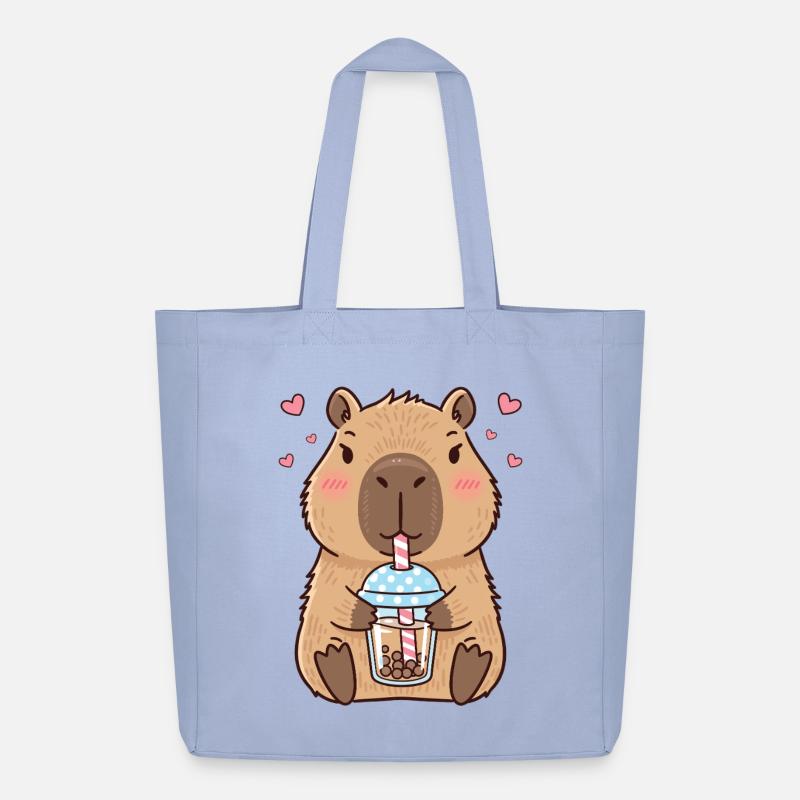 Capybara Bubble Tee Kawaii - Midweight recycelter Stoffbeutel von Stanley/Stella - Sky