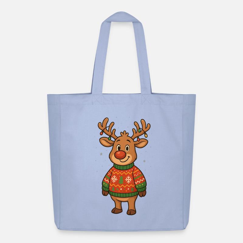 Winterhirsch im Weihnachtspullover - Midweight recycelter Stoffbeutel von Stanley/Stella - Sky