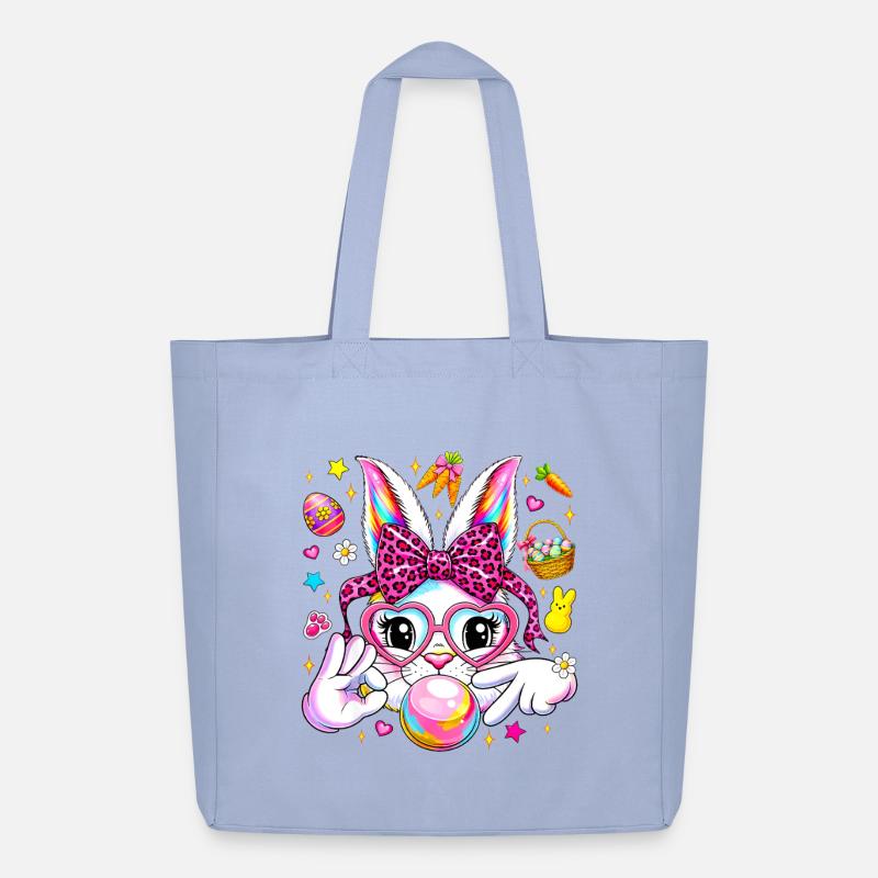 Cute bunny rabbit face leopard coquette bow six  - Midweight recycelter Stoffbeutel von Stanley/Stella - Sky