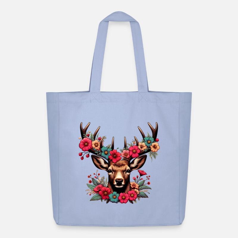 Hirsch mit Blumen - Midweight recycelter Stoffbeutel von Stanley/Stella - Sky