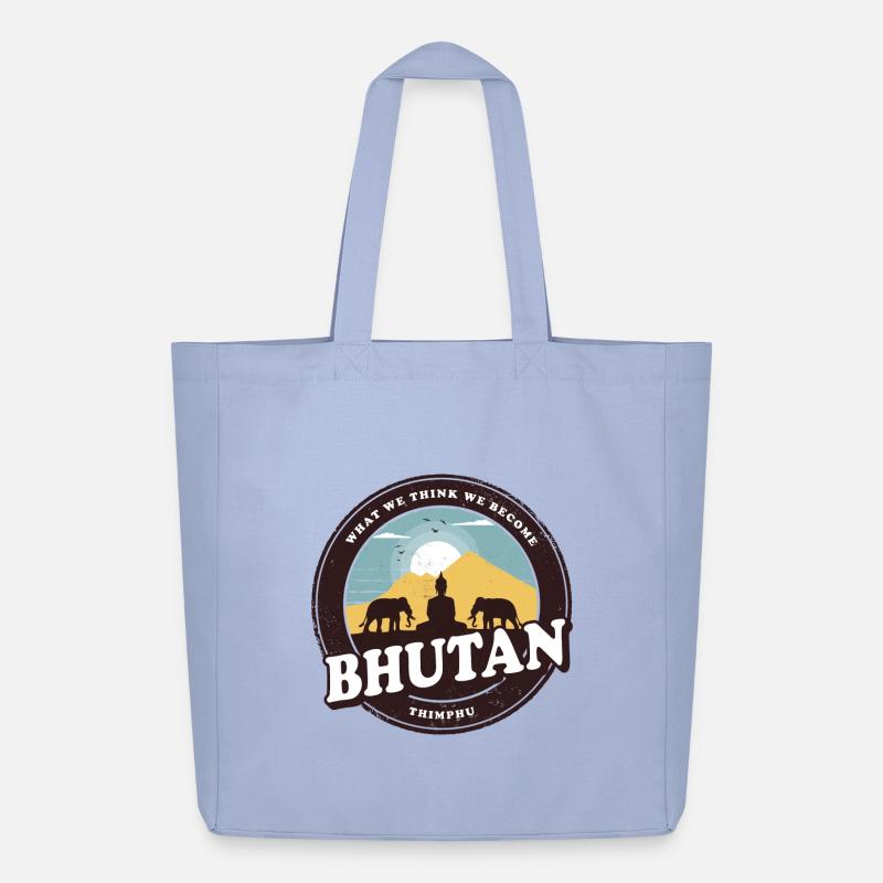 Bhutan Buddha Design mit Elefanten / Geschenkidee - Midweight recycelter Stoffbeutel von Stanley/Stella - Sky