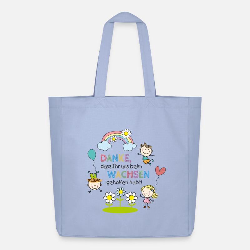 Spruch Abschied | Kinder - Regenbogen - Blumen  - Midweight recycelter Stoffbeutel von Stanley/Stella - Sky