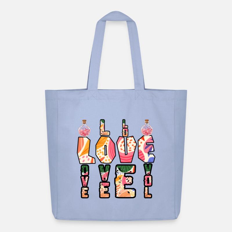 Boho Bunte Liebesbriefe - Midweight recycelter Stoffbeutel von Stanley/Stella - Sky