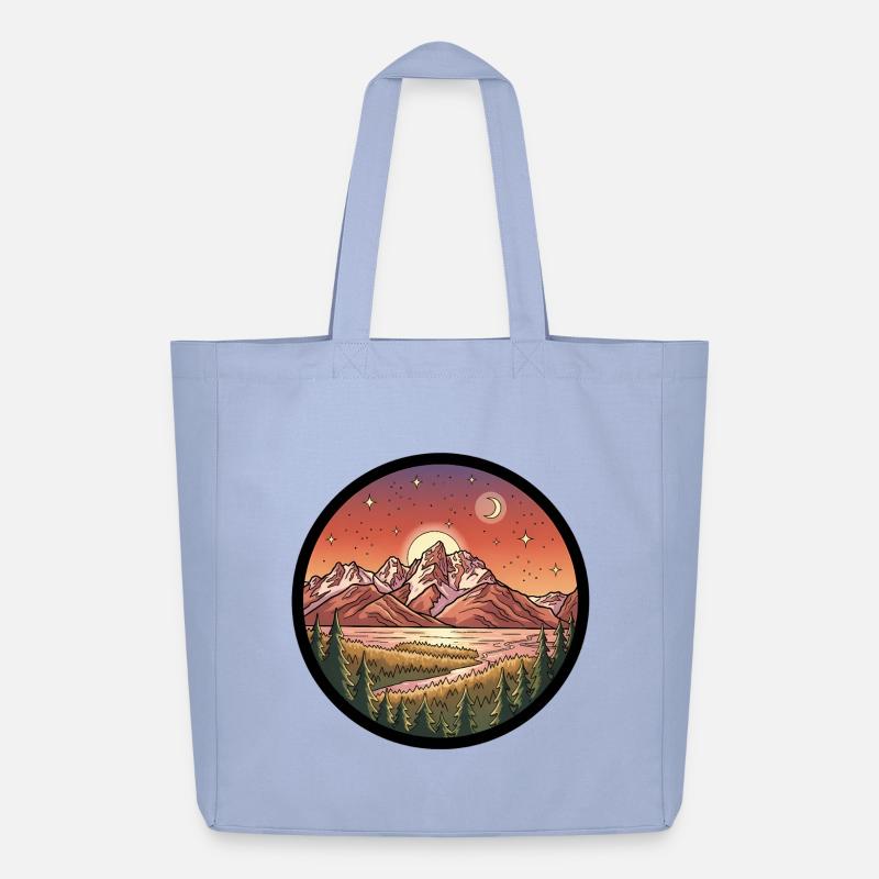 Moonlight Mountains Round Patch - Midweight Recycled Tote Bag by Stanley/Stella - sky