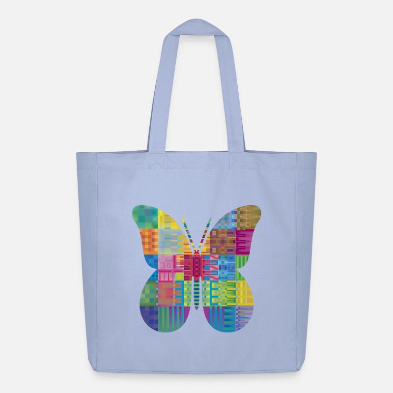 Bunter Patchwork-Schmetterling - Midweight recycelter Stoffbeutel von Stanley/Stella - Sky