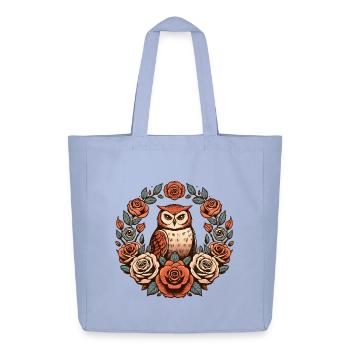 Cercle floral de la chouette dans les roses - Tote bag Stanley/Stella Midweight recyclé - ciel - Devant