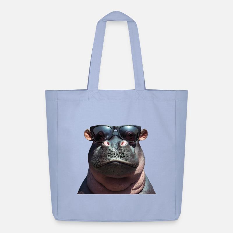 Nilpferd Flusspferd Hippo mit Sonnenbrille - Midweight recycelter Stoffbeutel von Stanley/Stella - Sky