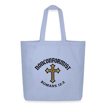Anticonformiste Chrétien Romains 12:2 Croix d'Or - Tote bag Stanley/Stella Midweight recyclé - ciel - Devant