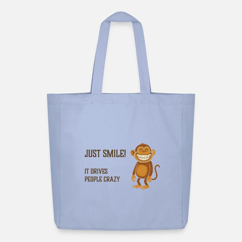 Just smile! It drives people crazy. Affe grinsend - Midweight recycelter Stoffbeutel von Stanley/Stella - Sky