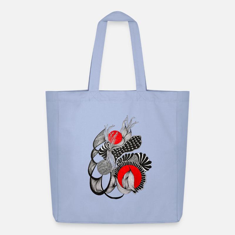 Cercles de fleurs monochromes avec rouge - Tote bag Stanley/Stella Midweight recyclé - ciel