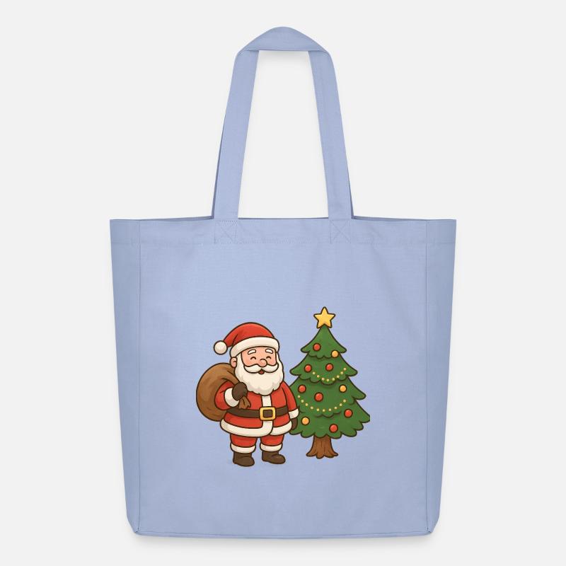 Weihnachtsmann mit Tannenbaum Illustration - Midweight recycelter Stoffbeutel von Stanley/Stella - Sky