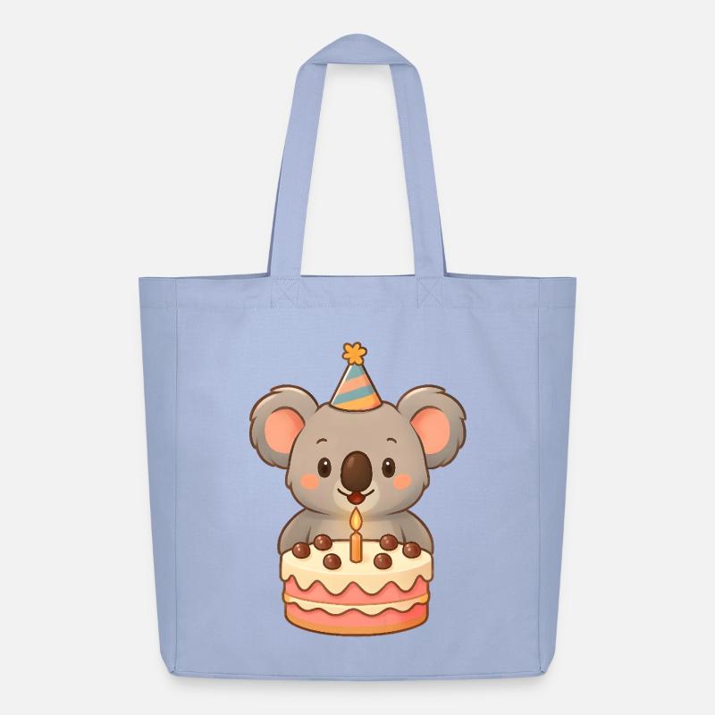 Kleiner Koala mit Geburtstagstorte - Midweight recycelter Stoffbeutel von Stanley/Stella - Sky