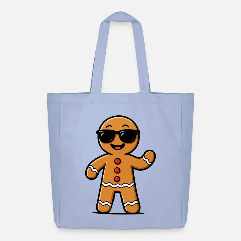 Gingerbread Mann mit Sonnenbrillen - Midweight recycelter Stoffbeutel von Stanley/Stella - Sky