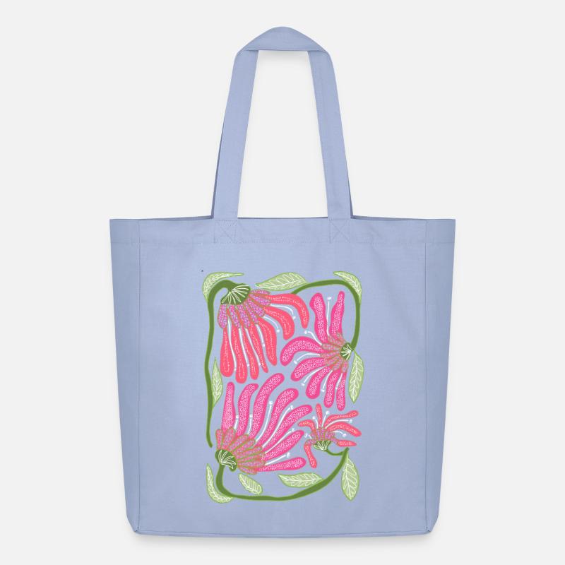 Rosa Boho-Blumen-Handzeichnungsdesign - Midweight recycelter Stoffbeutel von Stanley/Stella - Sky
