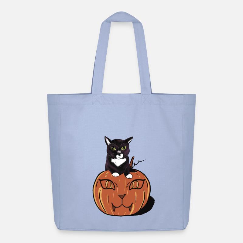 Halloween Schwarze Katze - Midweight recycelter Stoffbeutel von Stanley/Stella - Sky