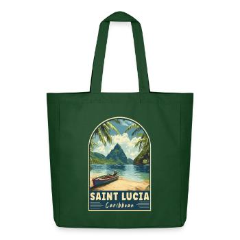 Explore Saint Lucia Caribbean Tropical Paradise - Midweight Recycled Tote Bag by Stanley/Stella - bottle green - Front