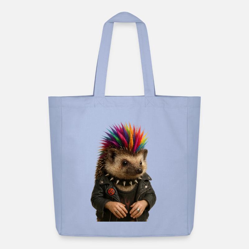 Bunter Igel Punk mit stylischem Flair - Midweight recycelter Stoffbeutel von Stanley/Stella - Sky