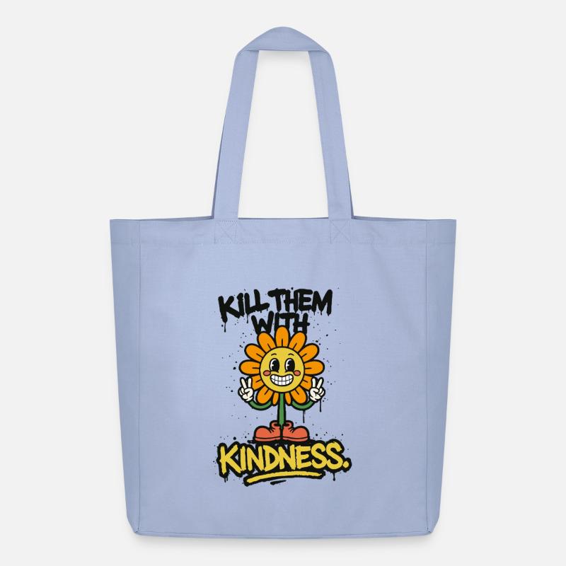 Kill Them With Kindness – Retro Graffiti Spruch - Midweight recycelter Stoffbeutel von Stanley/Stella - Sky