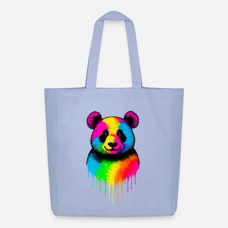 Regenbogen Panda Tropfende Kunst - Midweight recycelter Stoffbeutel von Stanley/Stella - Sky