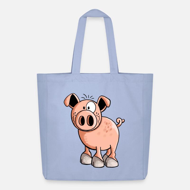 Rosa Ferkel - Schwein - Sau - Schweinchen - Comic - Midweight recycelter Stoffbeutel von Stanley/Stella - Sky