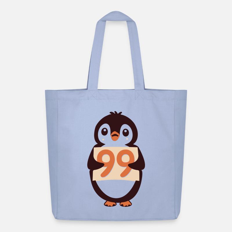 Süßer Pinguin hält ein Schild - Midweight recycelter Stoffbeutel von Stanley/Stella - Sky