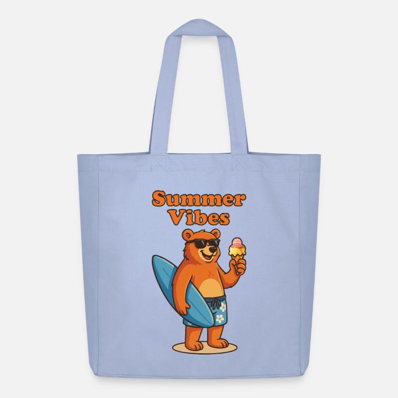 Summer Vibes Bear - Sommerbär mit Eis - Midweight recycelter Stoffbeutel von Stanley/Stella - Sky