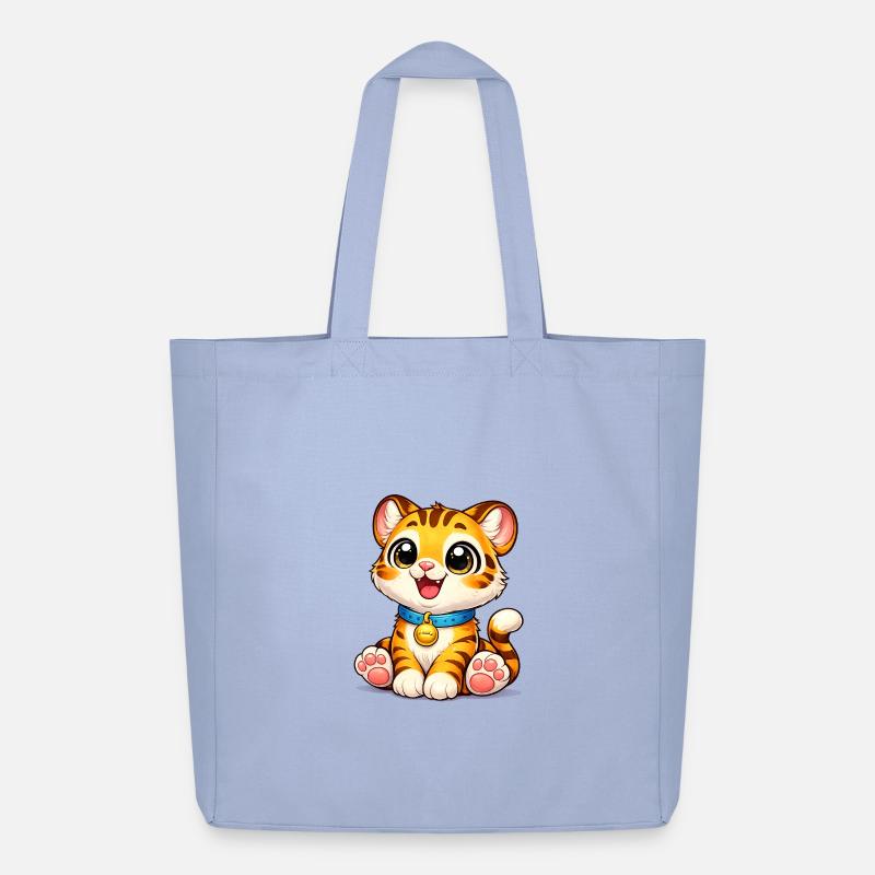 Kätzchen-Tiger mit Glöckchen - Midweight recycelter Stoffbeutel von Stanley/Stella - Sky