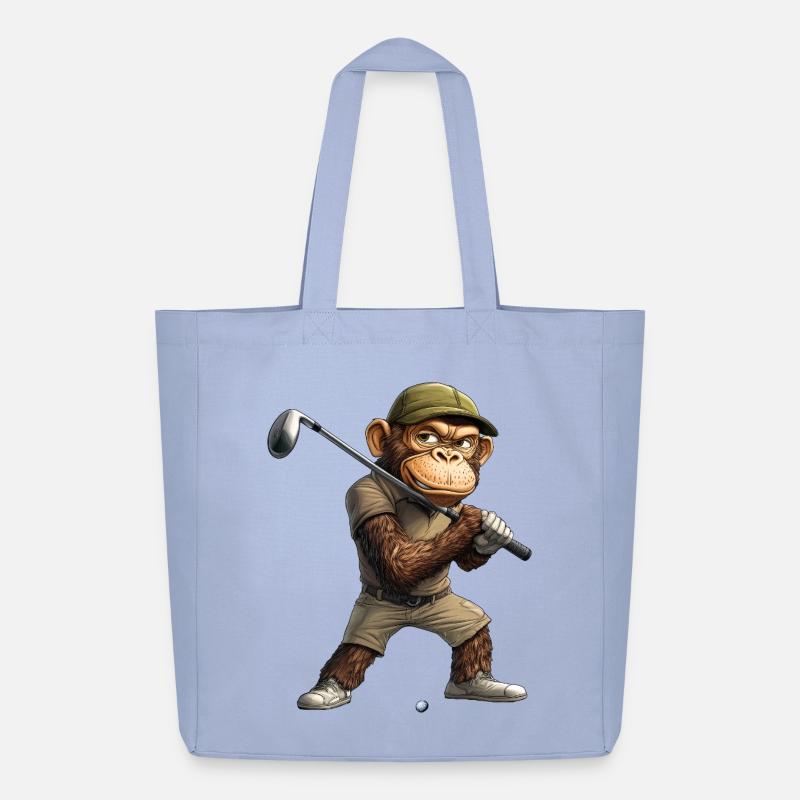 Affen Golf / Golfer Affe - Midweight recycelter Stoffbeutel von Stanley/Stella - Sky
