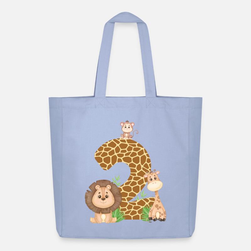 2. Geburtstag Dschungeltiere Giraffe Löwe Affe - Midweight recycelter Stoffbeutel von Stanley/Stella - Sky
