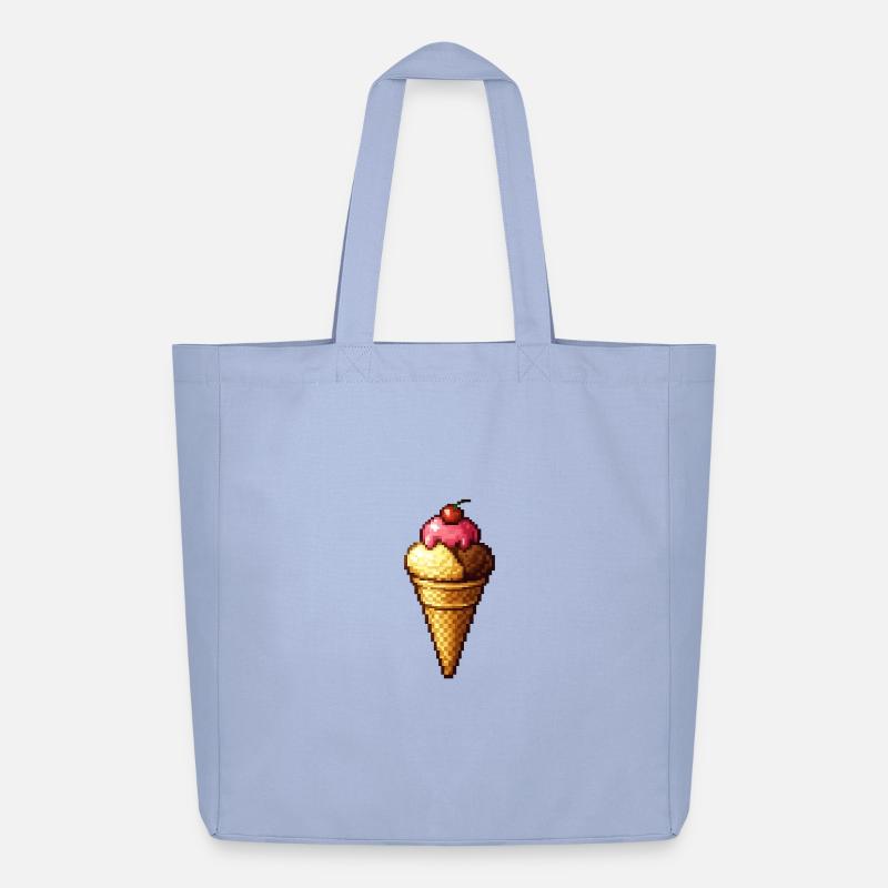 Retro Pixel Eiscreme Cone - Midweight Recycled Tote Bag by Stanley/Stella - sky