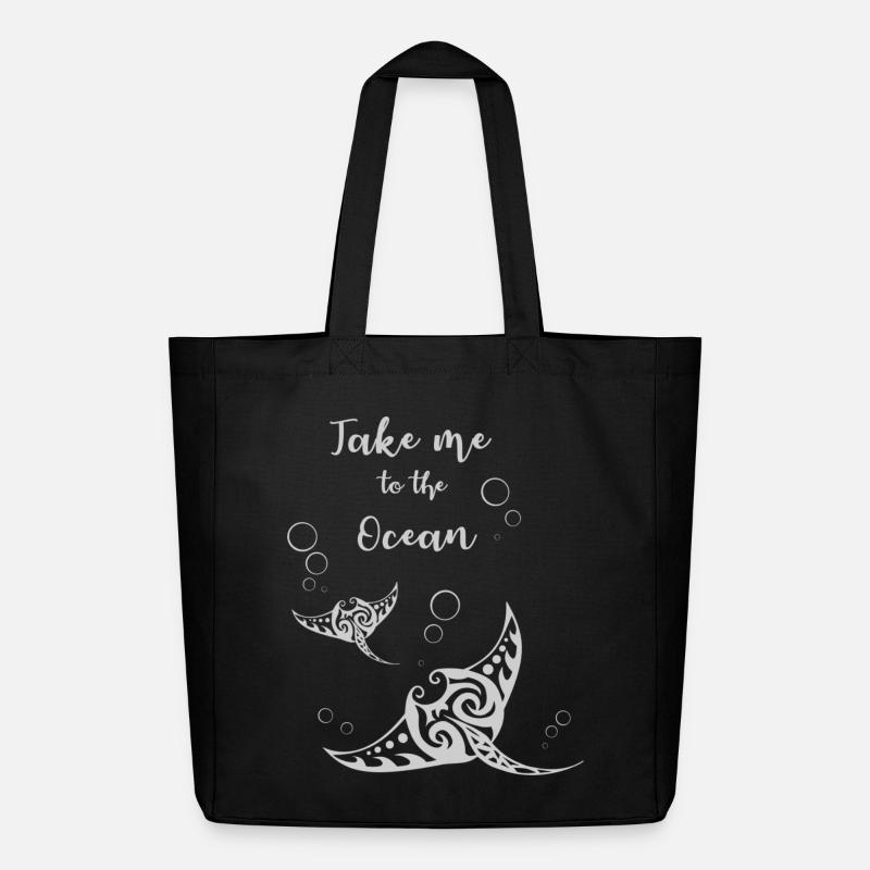 Slogan « Emmenez-moi à l’océan » avec deux mantas - Tote bag Stanley/Stella Midweight recyclé - noir