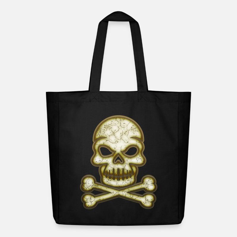 Dekorativer Schädel Totenkopf - Midweight recycelter Stoffbeutel von Stanley/Stella - Schwarz