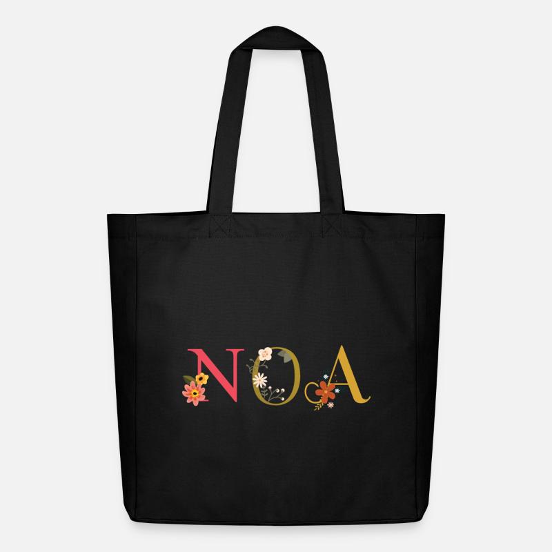 Nom de l’ANO décoré de fleurs - Tote bag Stanley/Stella Midweight recyclé - noir