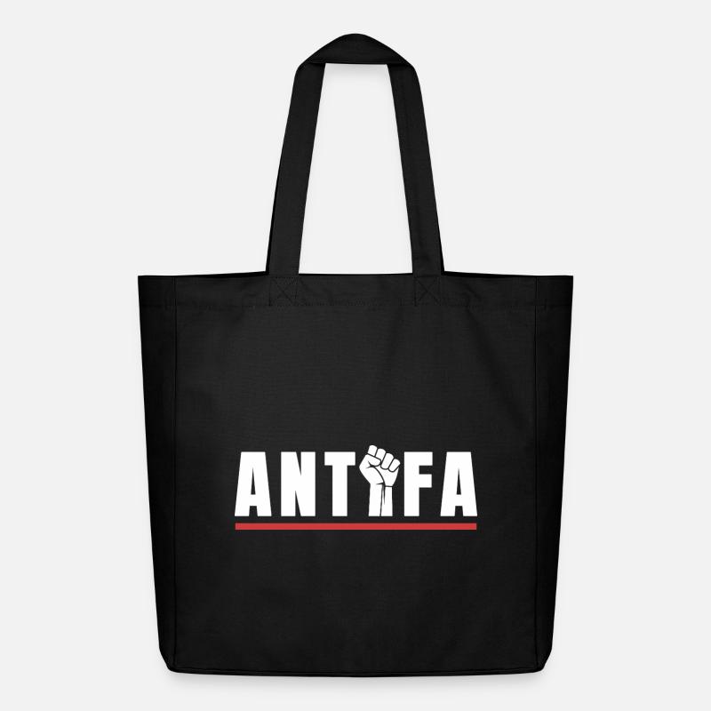 Protestation antifa, déclaration antifasciste - Tote bag Stanley/Stella Midweight recyclé - noir