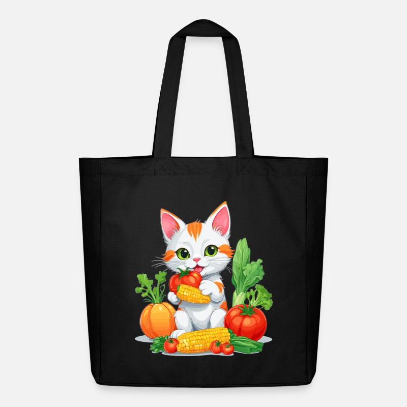 Bio Katze - Midweight recycelter Stoffbeutel von Stanley/Stella - Schwarz