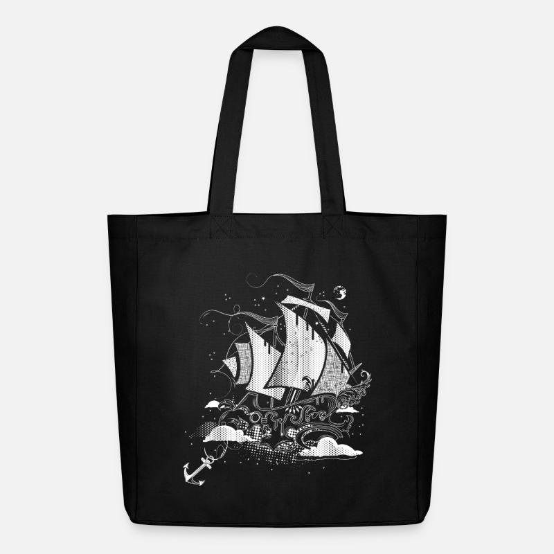 Fantastisches Segelschiff  Retro-Illustrationsstil - Midweight recycelter Stoffbeutel von Stanley/Stella - Schwarz