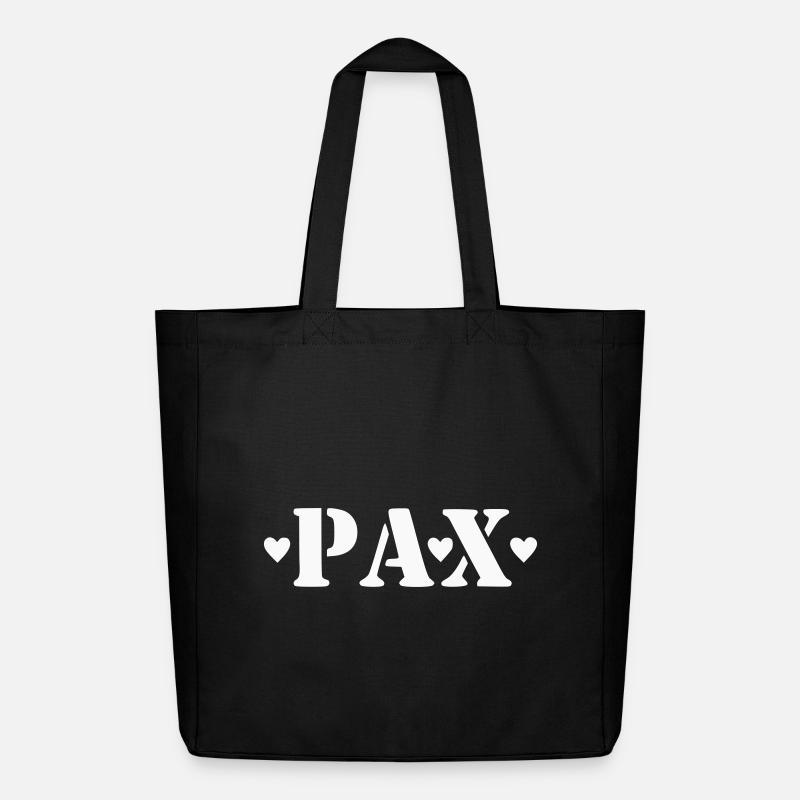 Pax - Frieden - Slogan mit Herzen - Midweight recycelter Stoffbeutel von Stanley/Stella - Schwarz