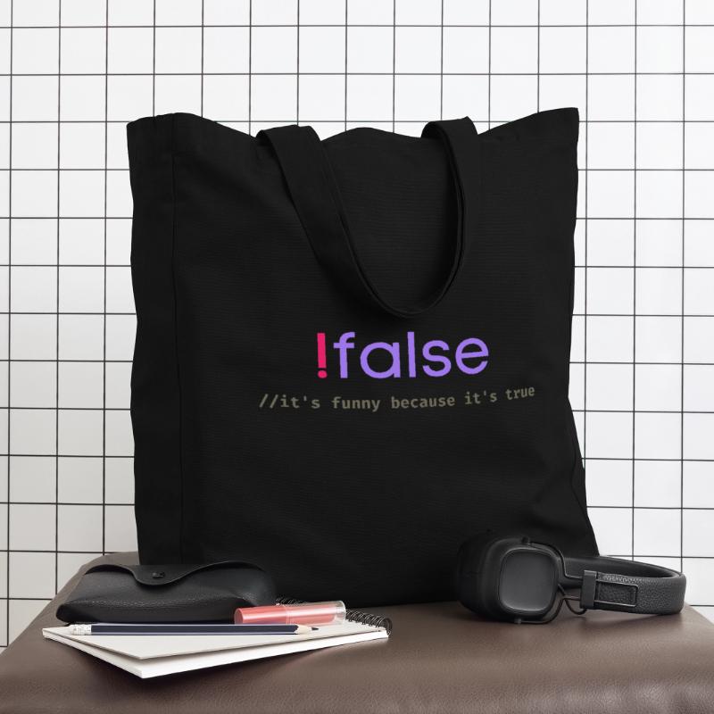 Ifalse Funny Coder Programming Pun Midweight Recycled Tote Bag by Stanley/Stella