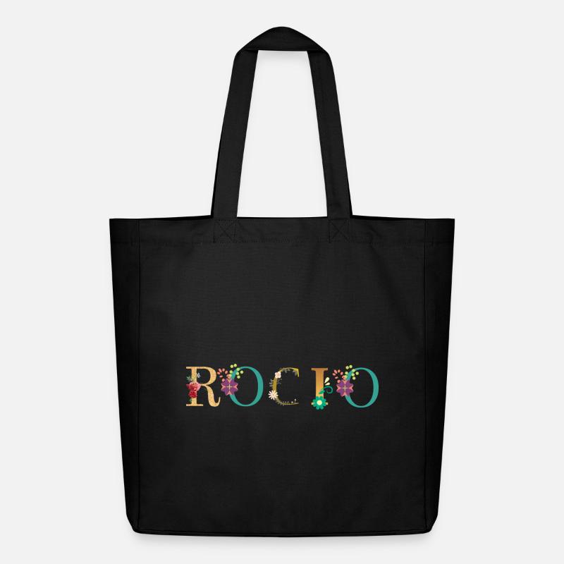 Le nom ROCIO est décoré de fleurs - Tote bag Stanley/Stella Midweight recyclé - noir