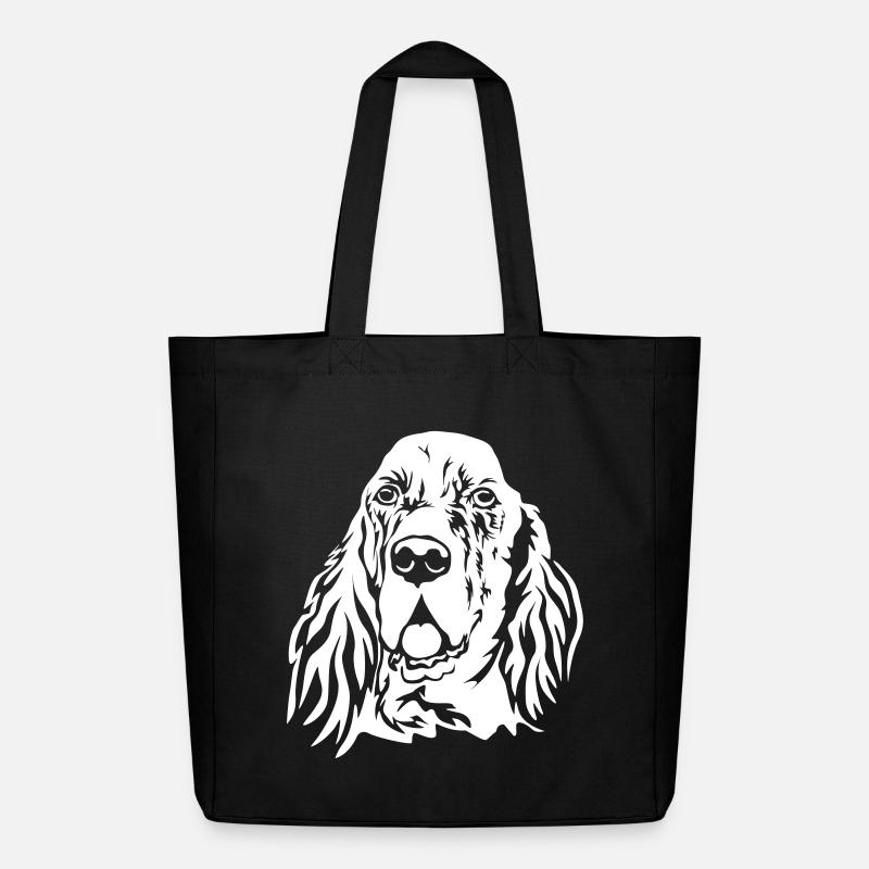 English Setter Kopf "Black Edition" - Midweight recycelter Stoffbeutel von Stanley/Stella - Schwarz