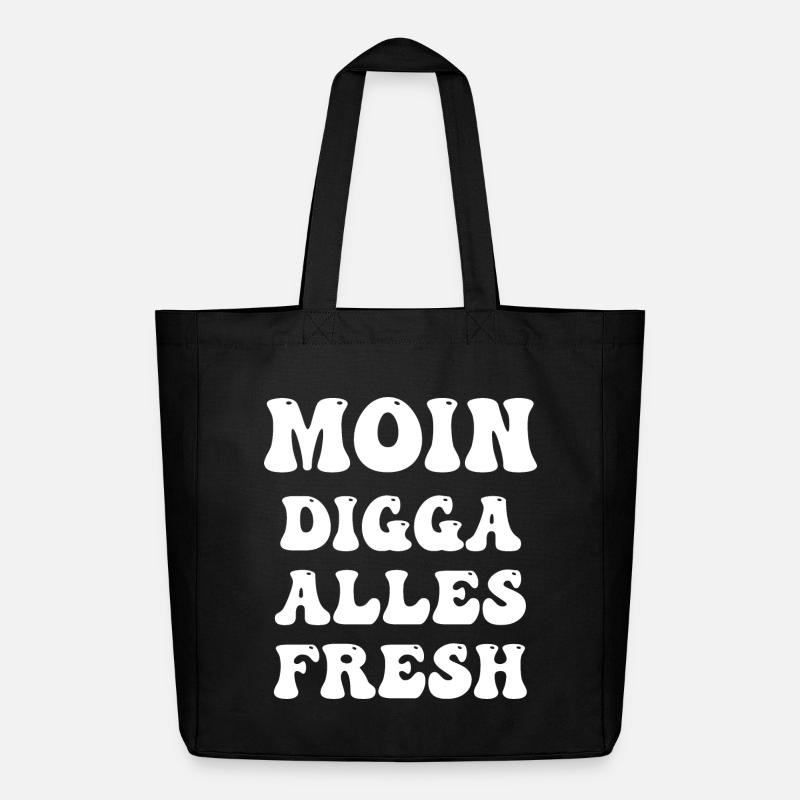 moin digga alles fresh - Midweight recycelter Stoffbeutel von Stanley/Stella - Schwarz
