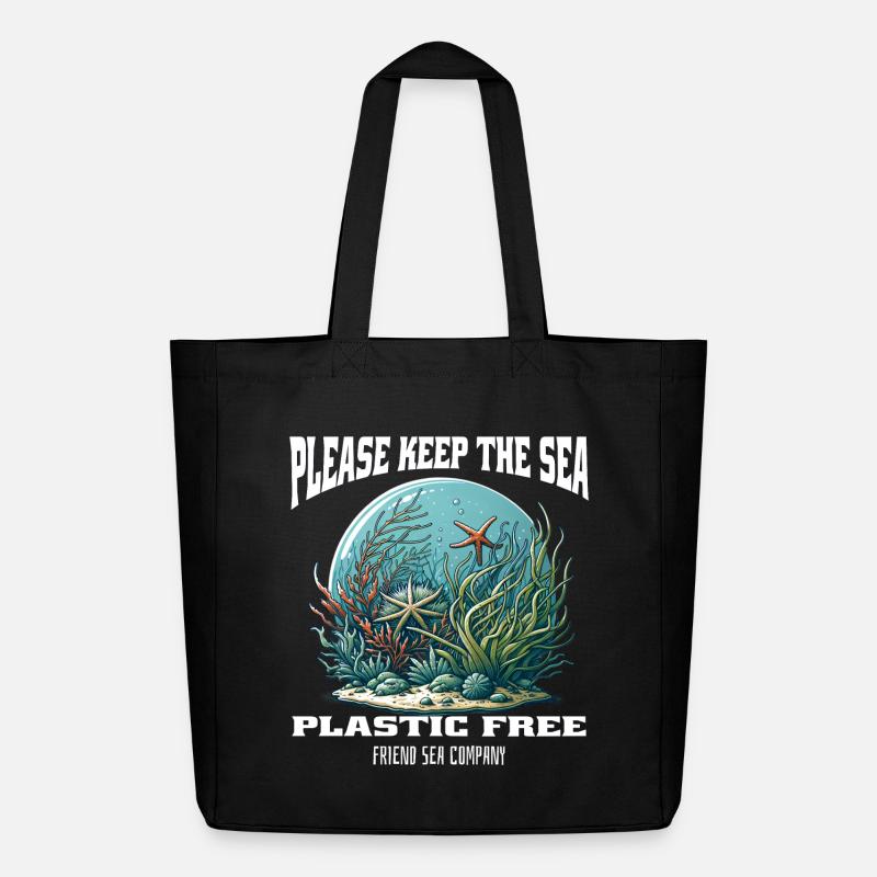 Plastik und Meer - Midweight recycelter Stoffbeutel von Stanley/Stella - Schwarz