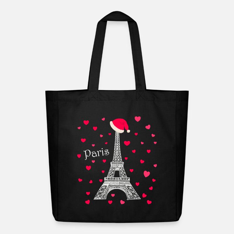 Paris Liebesfunken Eiffelturm Weihnachten - Midweight recycelter Stoffbeutel von Stanley/Stella - Schwarz