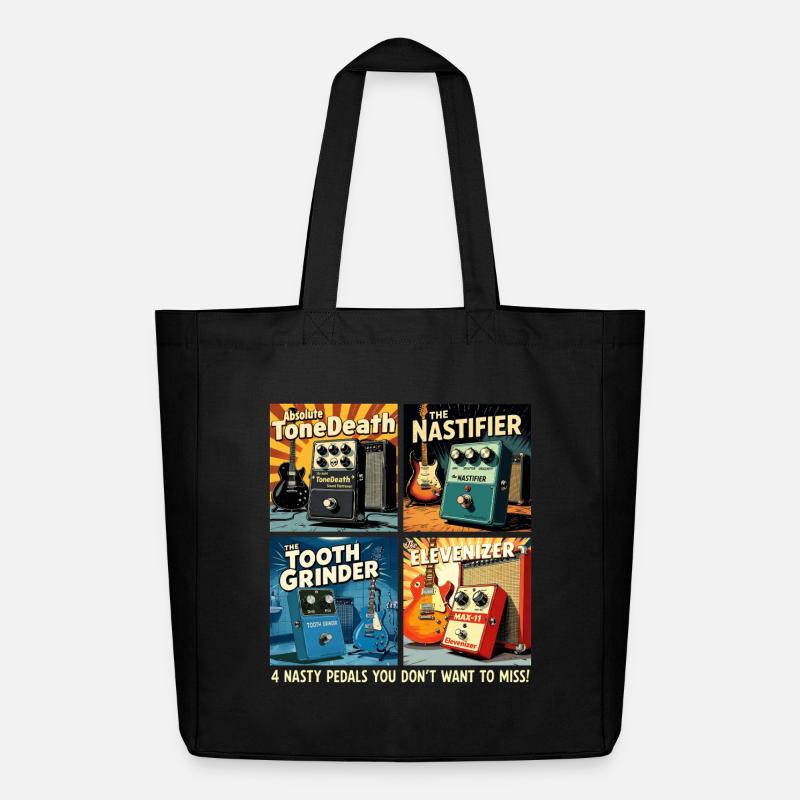 4 imaginary distortion pedals - Midweight Recycled Tote Bag by Stanley/Stella - black