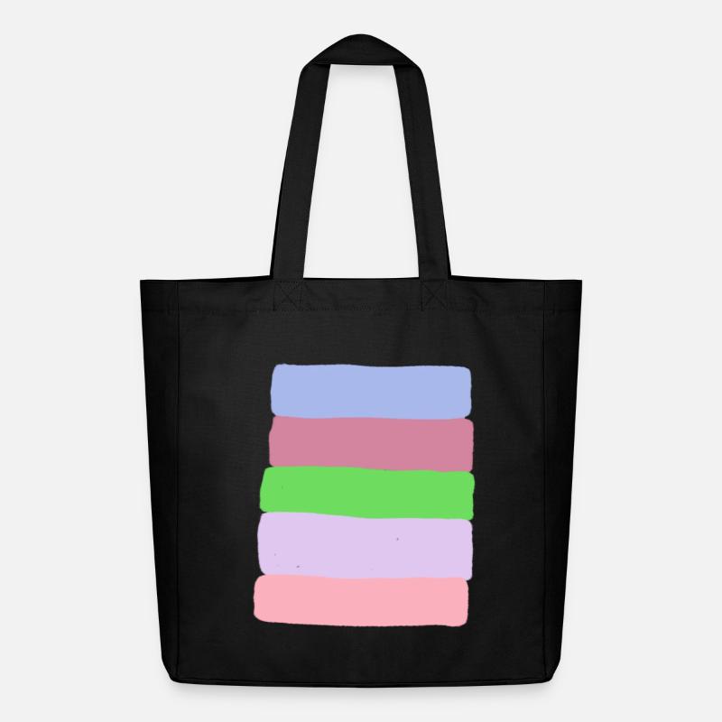 Pastel Stripe Stack - Midweight Recycled Tote Bag by Stanley/Stella - black
