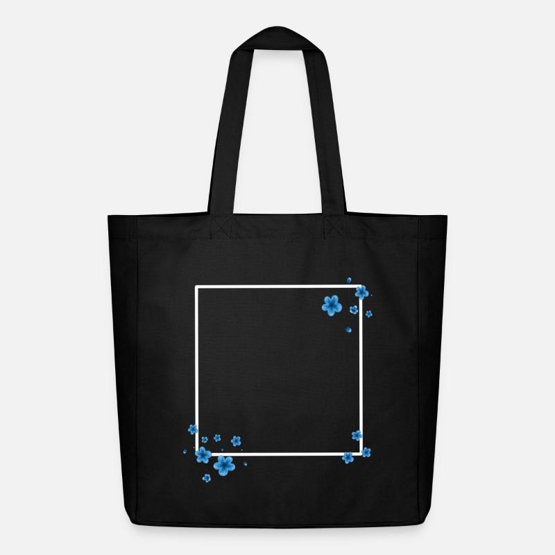 Quadrat Blüten Blau - Midweight recycelter Stoffbeutel von Stanley/Stella - Schwarz