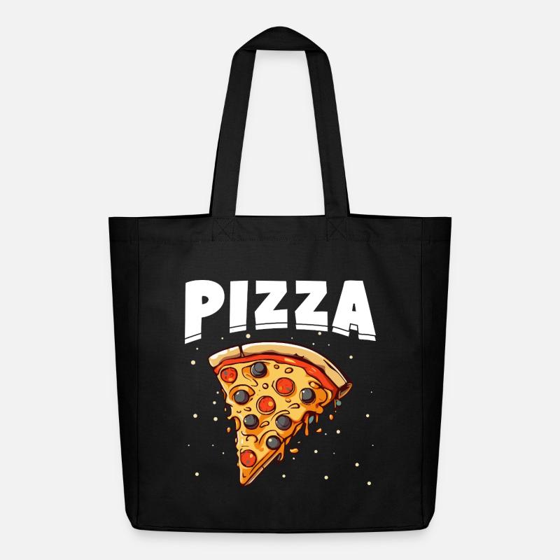 Pizzastück mit Schwarz und roten Belegen - Midweight recycelter Stoffbeutel von Stanley/Stella - Schwarz