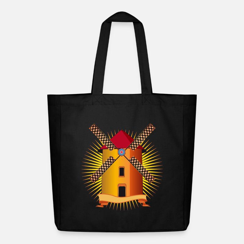 moulin à vent doré avec un fond brillant - Tote bag Stanley/Stella Midweight recyclé - noir