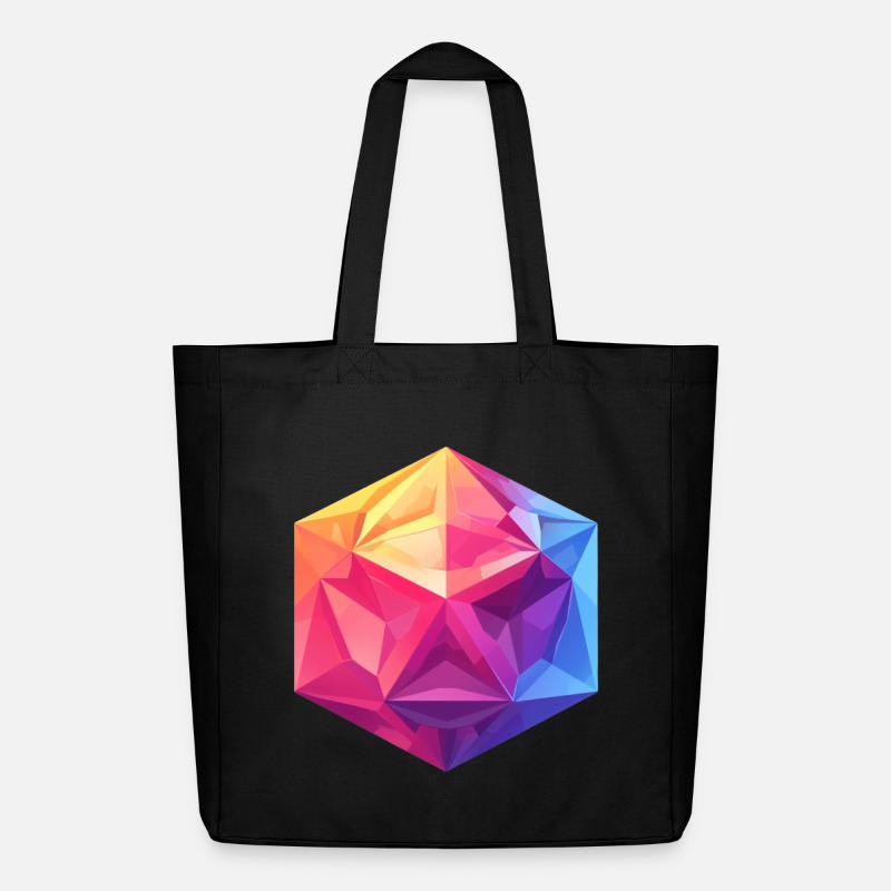 Geometric D20 Cube – Colorful RPG Design - Midweight Recycled Tote Bag by Stanley/Stella - black