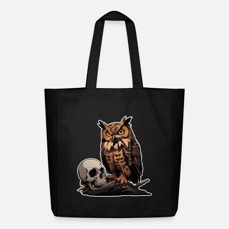 Mystische Eule sitzt auf einem Skull - Midweight recycelter Stoffbeutel von Stanley/Stella - Schwarz